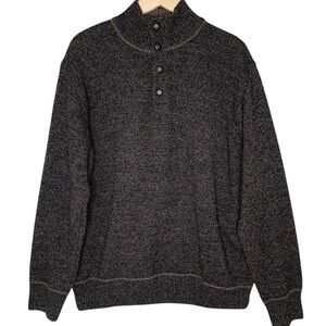 Daniele Blasi Wool Blend Button Mock Sweater XL Brown Black Heather Marl Italy